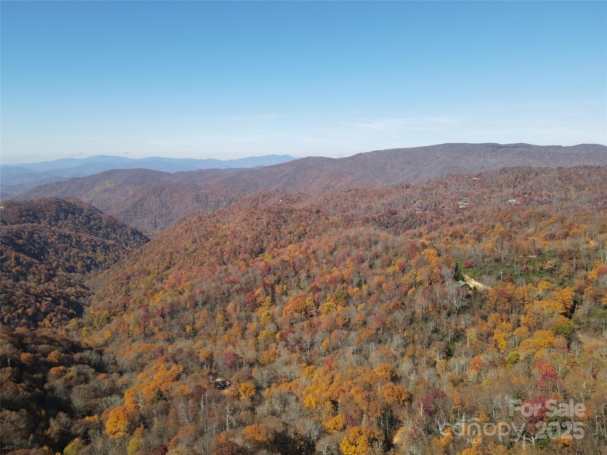a view of a mountain range with lush green forest