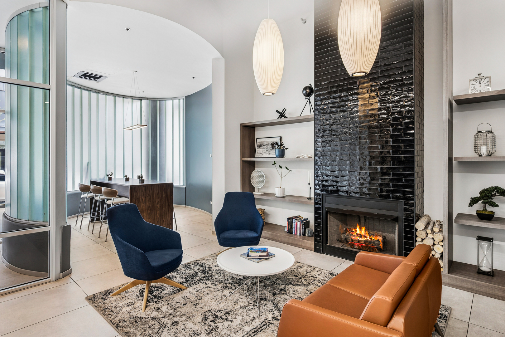 909 West Washington Boulevard, Unit 701 Chicago, IL 60607 - Photo 25 of 25 a living room with furniture a fireplace and a large window