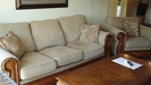 a living room with furniture