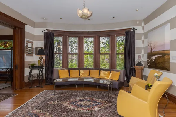 a living room with furniture