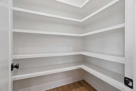 a view of an empty walk in closet
