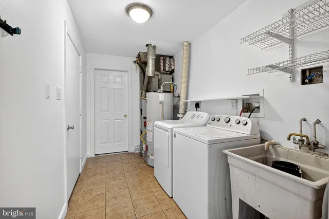 a storage room with a washer and dryer