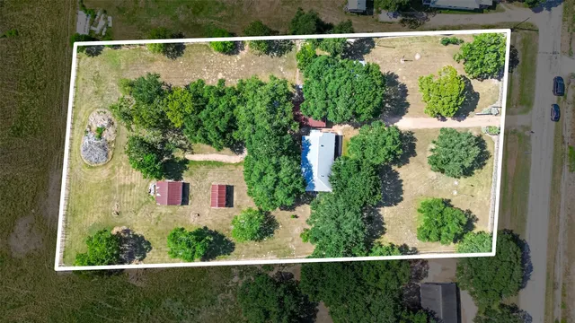 an aerial view of a house