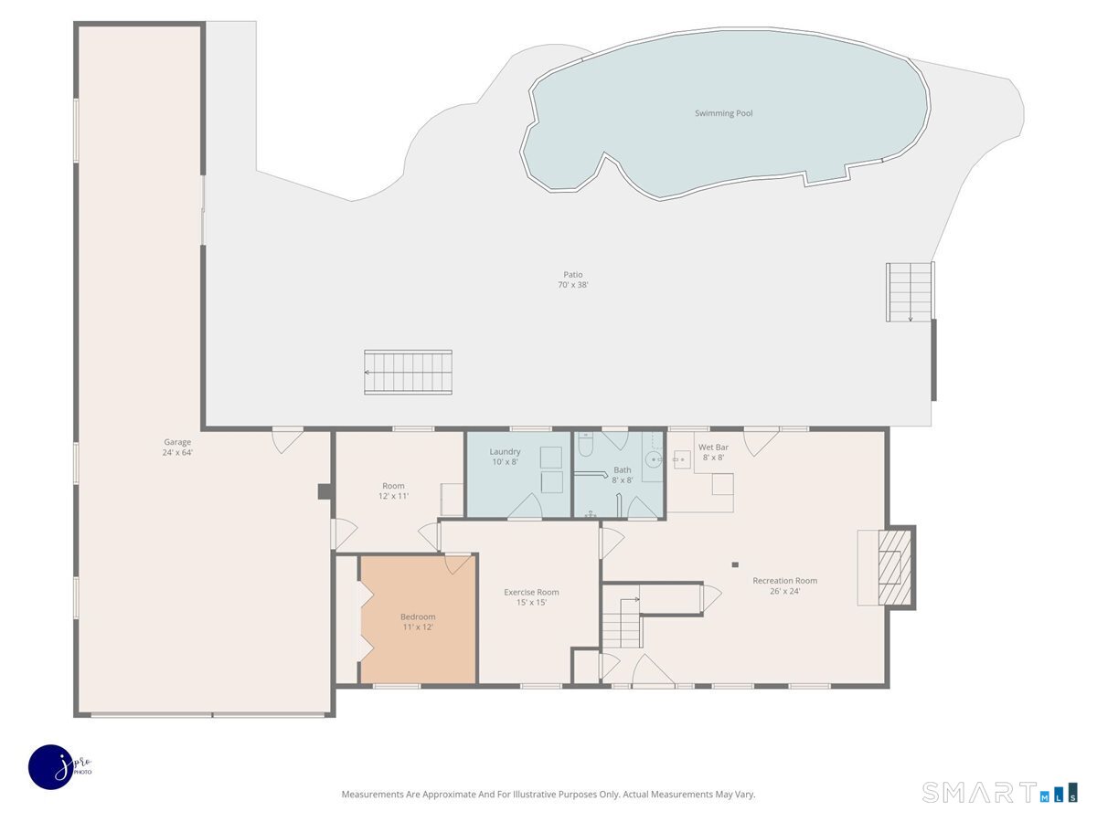 122 Ridgeview Circle Guilford, CT 06437 - Photo 40 of 40 FLOOR PLAN ~ lower level and backyard w/patio and pool.