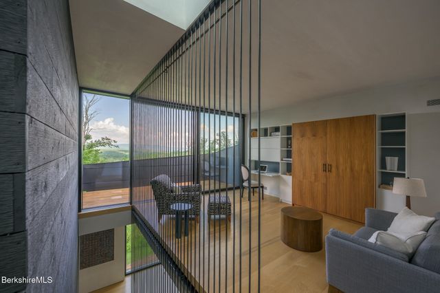 a balcony with furniture