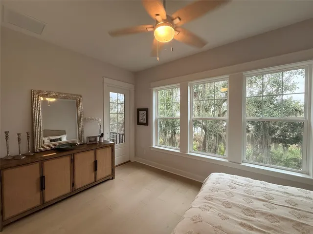 a view of a wooden balcony