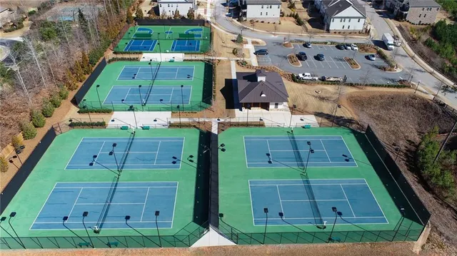 an aerial view of multiple house