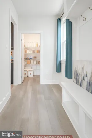 a view of a bathtub in a room