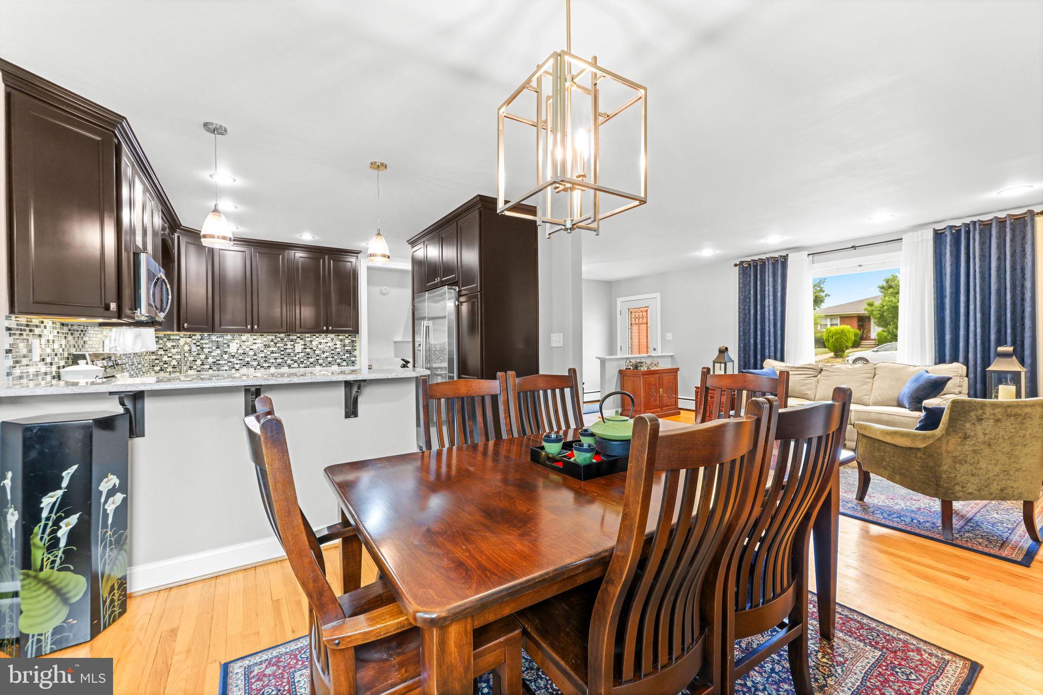 2902 Ritchie Avenue Baltimore, MD 21219 - Photo 17 of 43 a view of a dining room with furniture a chandelier and wooden floor