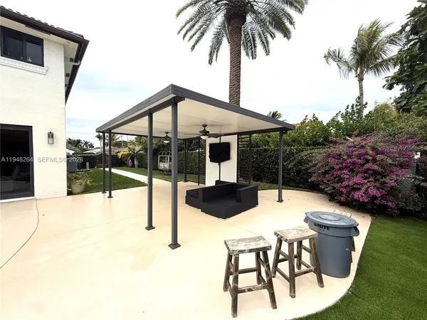 a house view with a seating space