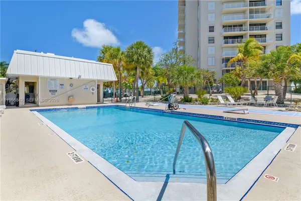 a view of a swimming pool with a patio