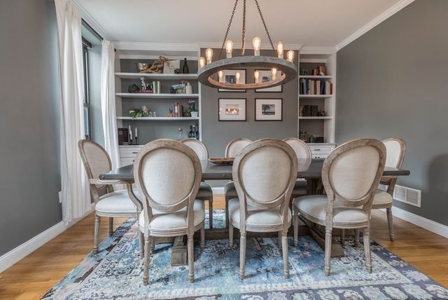 a view of a dining room and livingroom