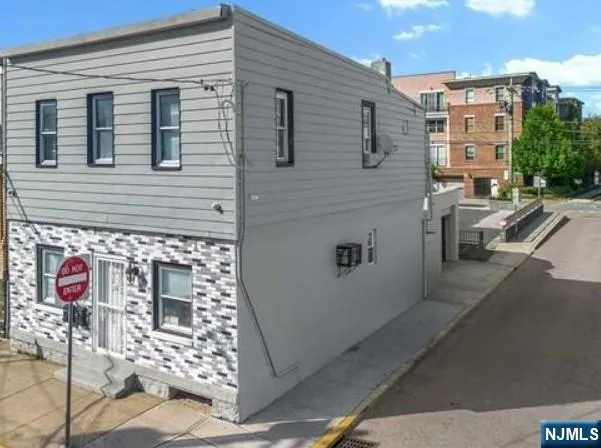 a front view of a multi story building