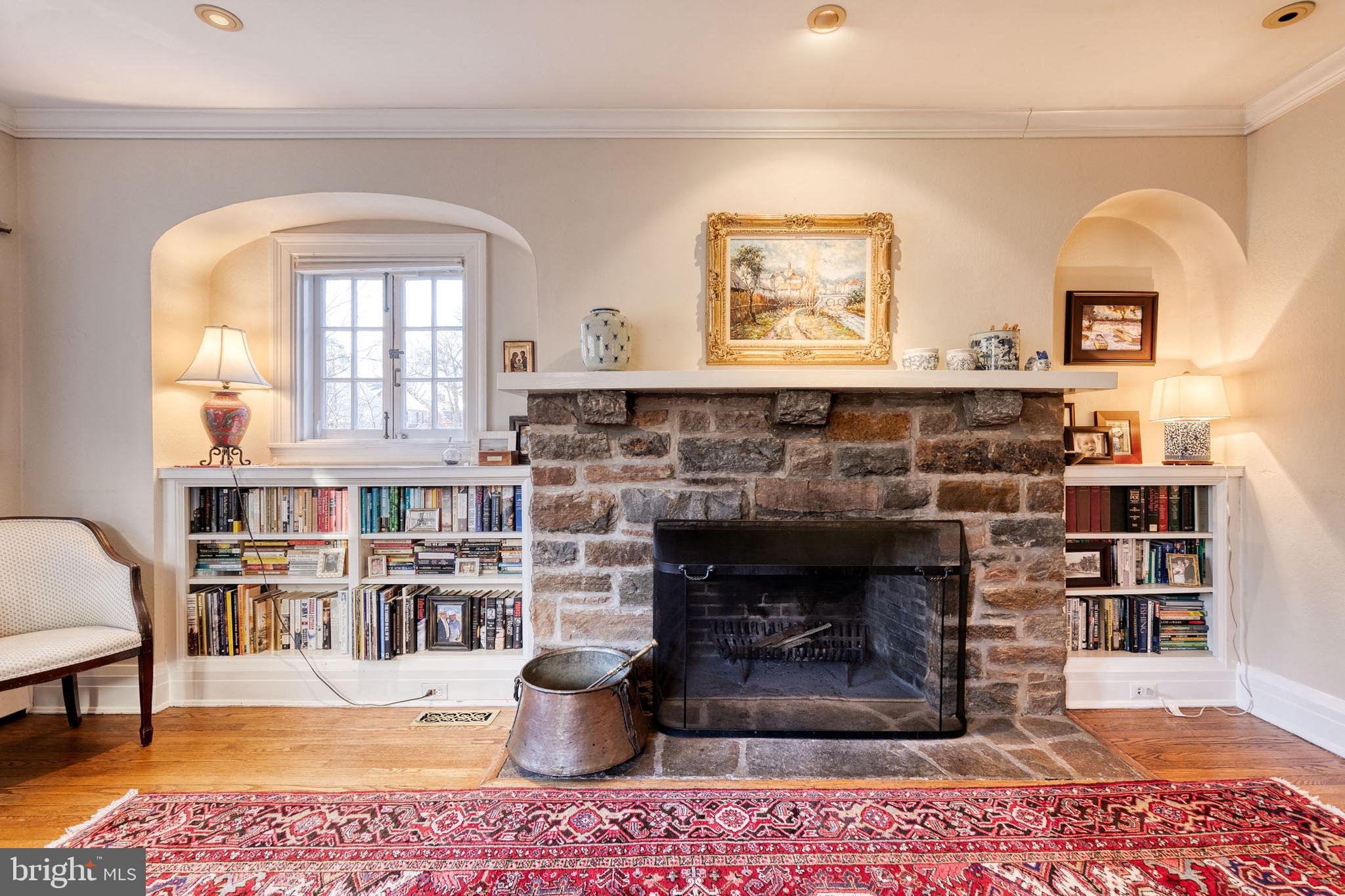316 Broxton Road Baltimore, MD 21212 - Photo 12 of 53 Gorgeous living room with stone mantle.