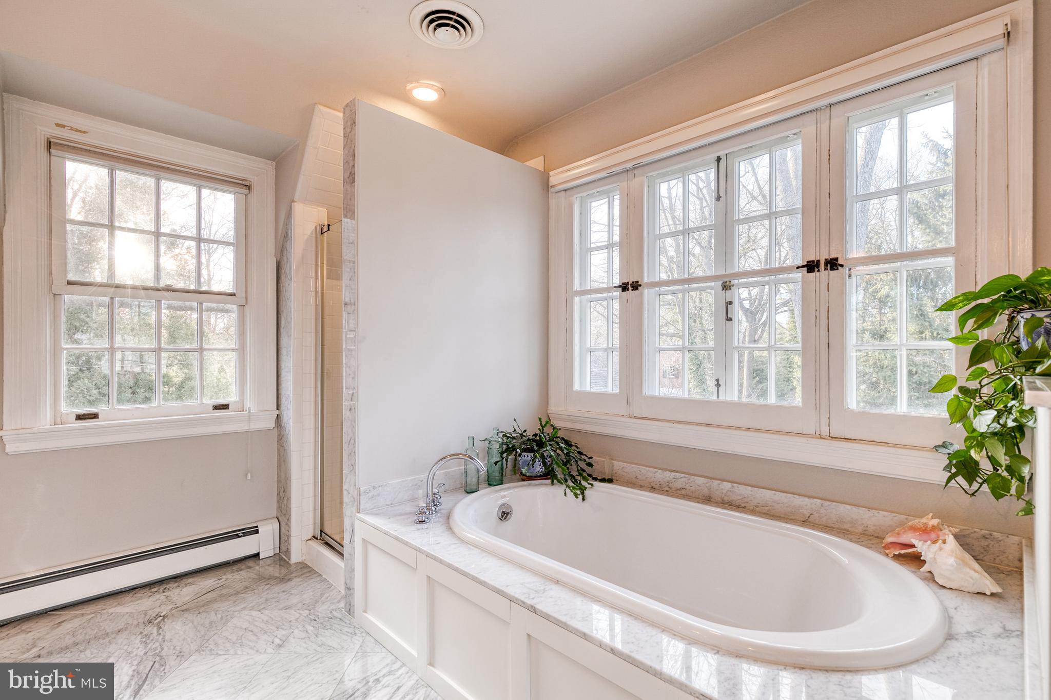 316 Broxton Road Baltimore, MD 21212 - Photo 35 of 53 Primary bath marble tile, separate bath & shower.