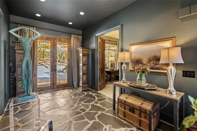 a backyard of a house with lots of green space