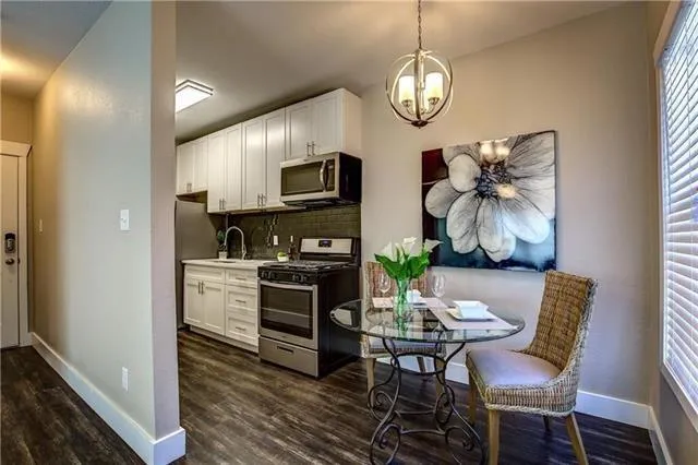 a view of kitchen with breakfast area