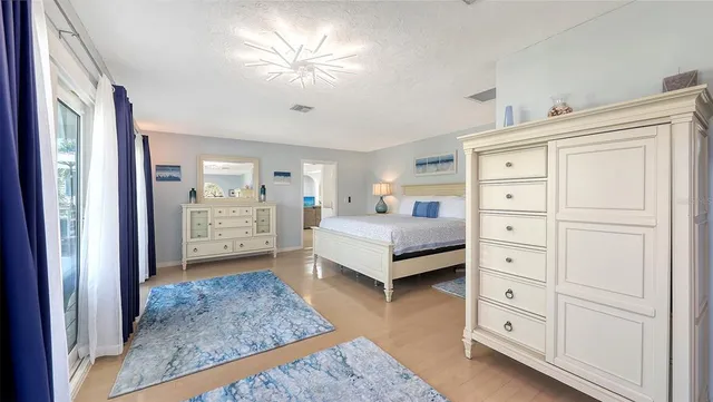 a view of a garage with red white