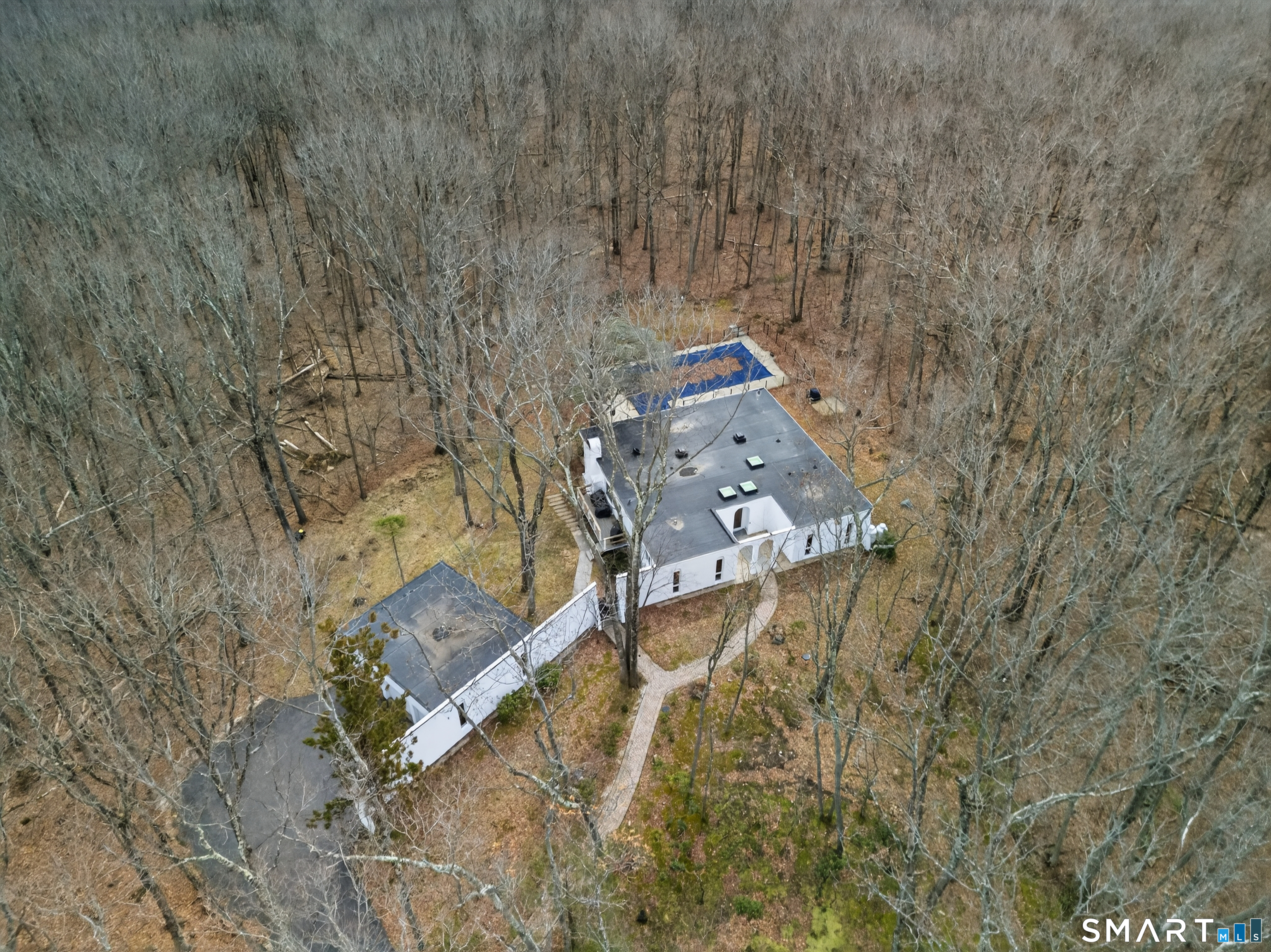 230 Six Rod Highway Hamden, CT 06518 - Photo 36 of 38 an aerial view of a house with a yard and large tree
