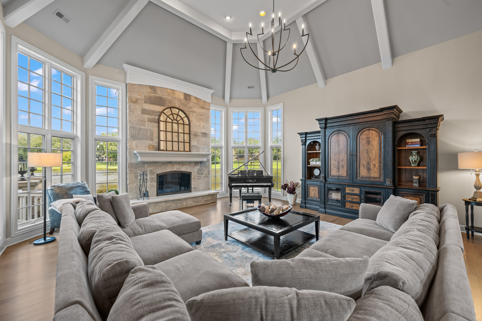 35 Riderwood Road North Barrington, IL 60010 - Photo 16 of 59 a living room with furniture chandelier and a fireplace