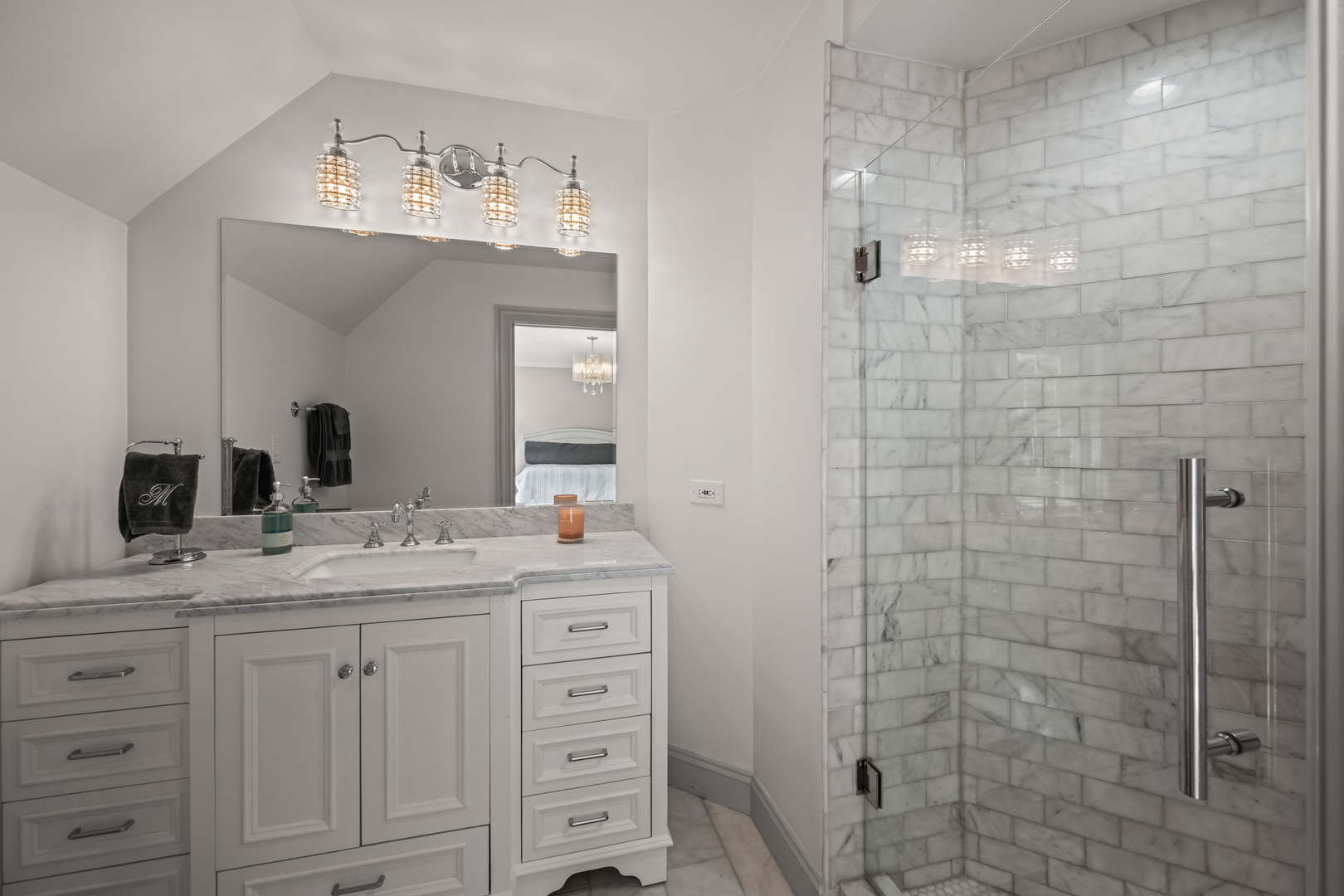 35 Riderwood Road North Barrington, IL 60010 - Photo 24 of 59 a bathroom with a double vanity sink mirror and shower