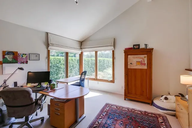a living room with furniture rug and window