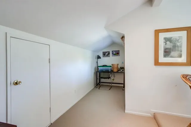 a view of a garage with storage