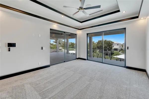a view of a terrace with a lake view