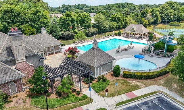 an aerial view of a house