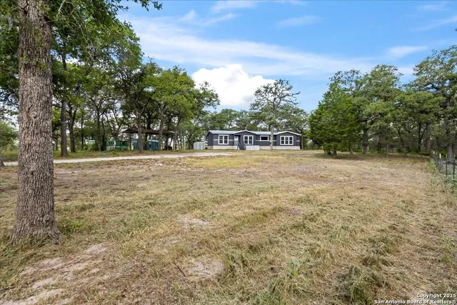 a view of field with trees in the background