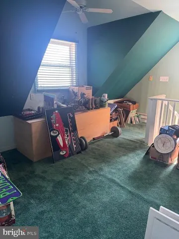 a view of a room with painted walls