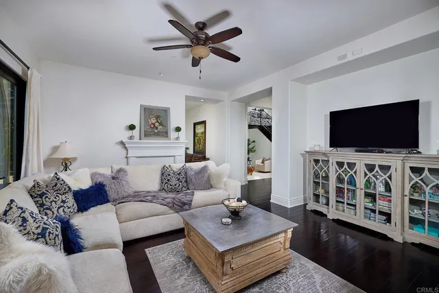 a dining room with furniture window and outside view