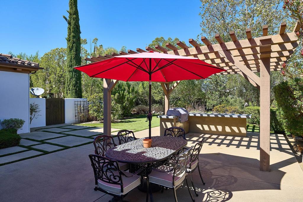 4216 Bridlewood Road Fallbrook, CA 92028 - Photo 50 of 71 a view of a patio with a table and chairs under an umbrella