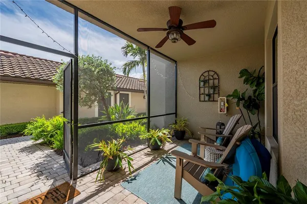 a view of an outdoor space with seating area