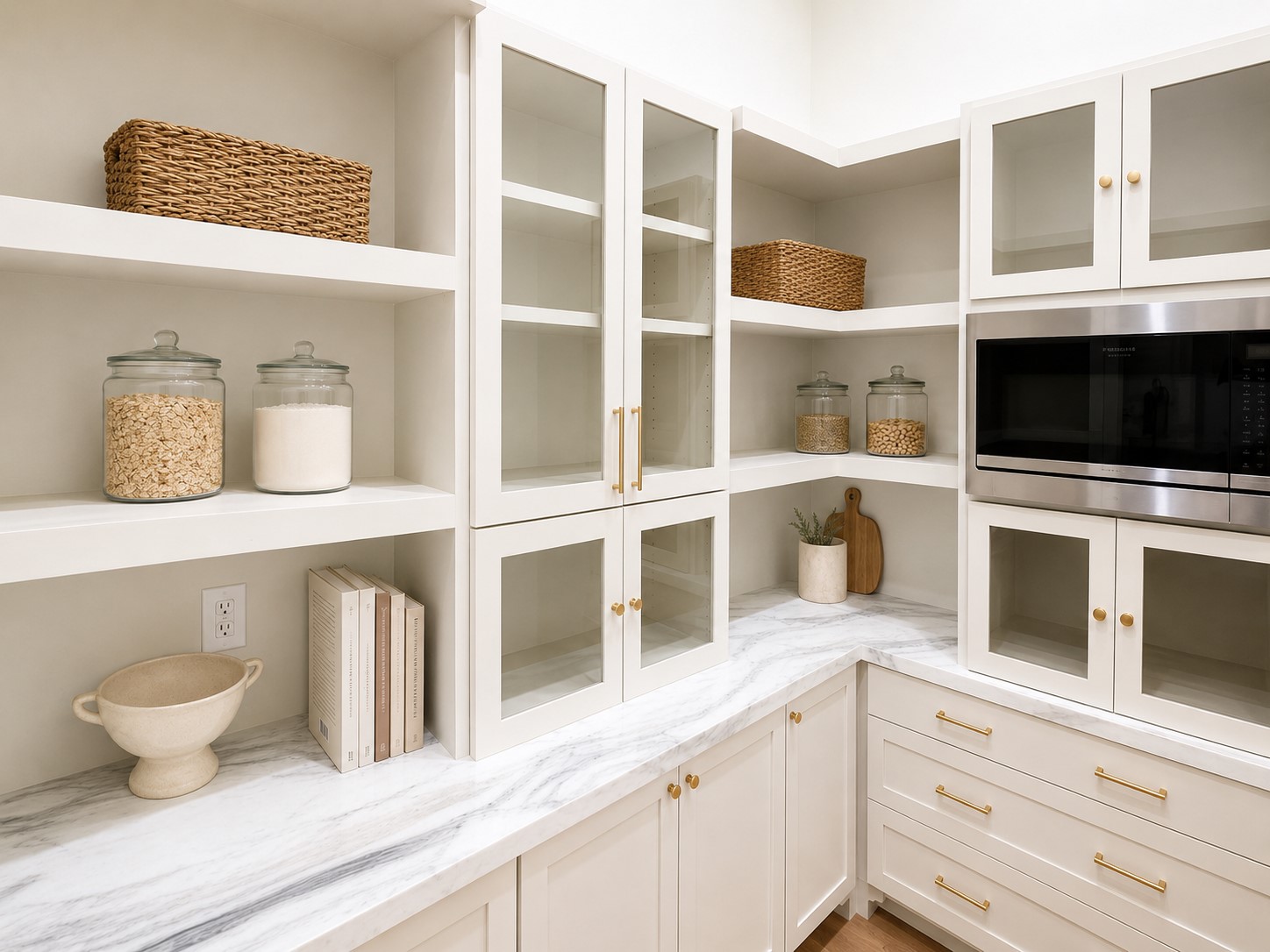 2325 Wroxton Road Houston, TX 77005 - Photo 7 of 34 Walk in pantry with large marble countertop run, plenty of storage, built in microwave