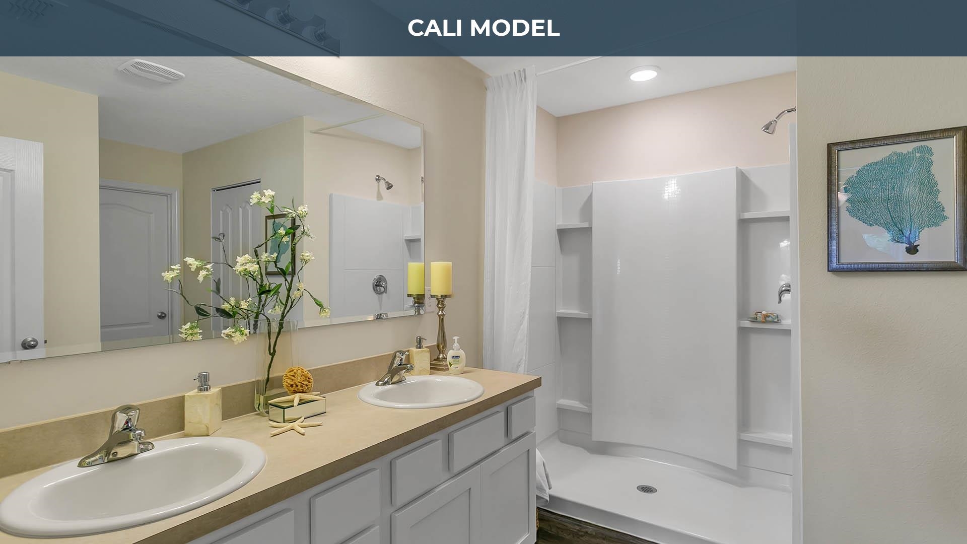 25 Postman Lane Palm Coast, FL 32164 - Photo 8 of 18 a bathroom with a shower sink and mirror