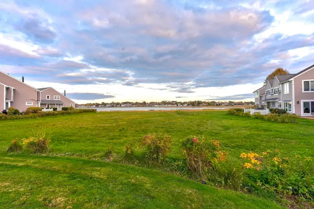a view of a lake with a city