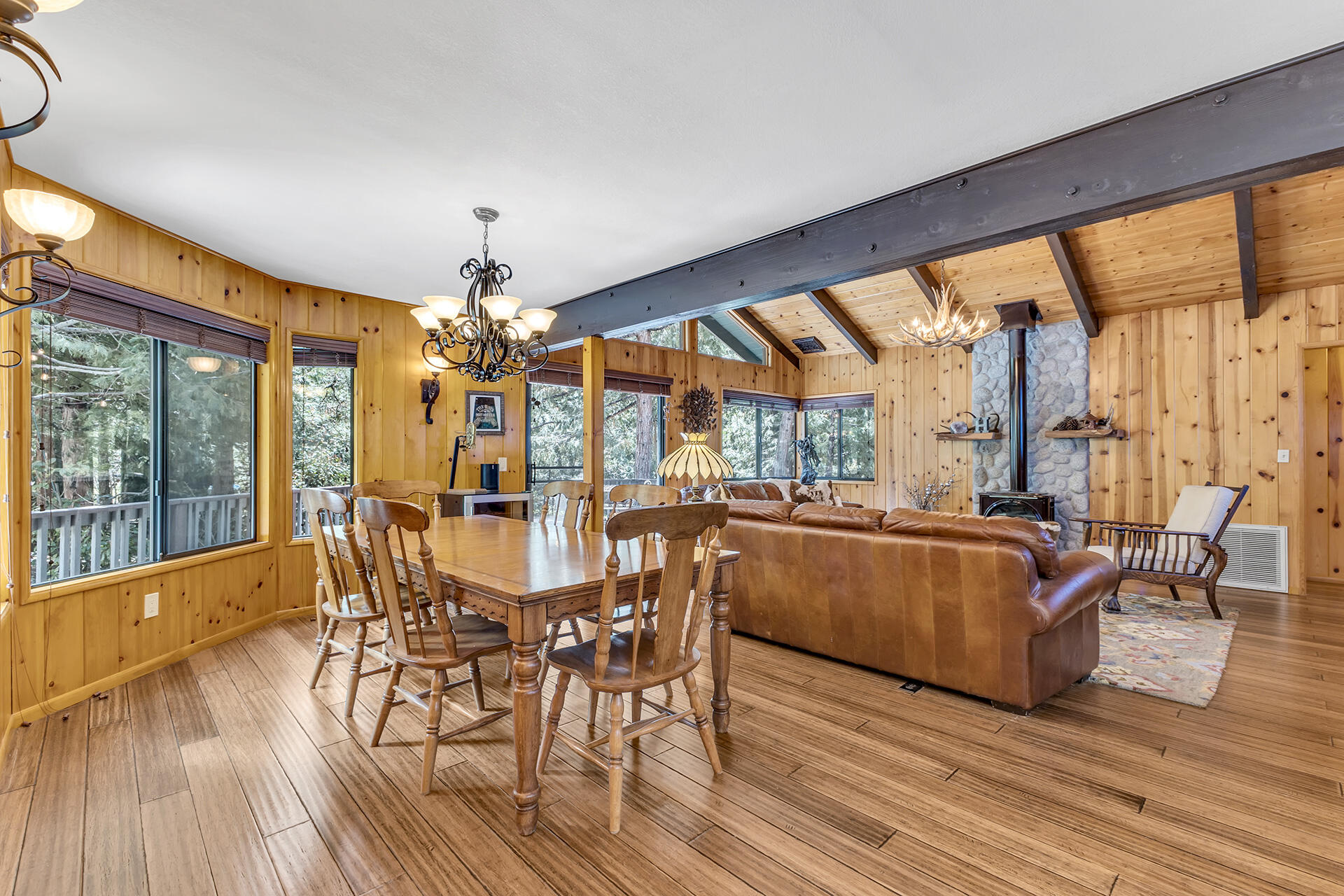 54580 Reed Lane Idyllwild, CA 92549 - Photo 4 of 101 a view of a dining room with furniture window and wooden floor