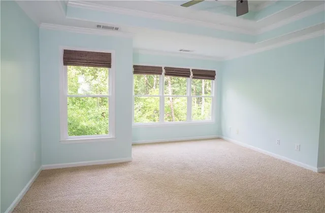an empty room with windows
