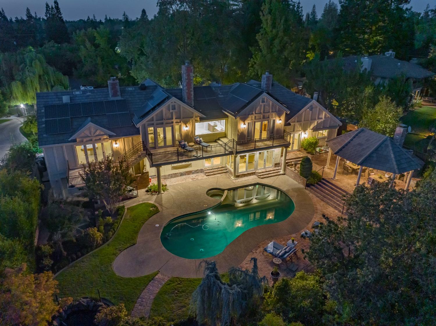 an aerial view of a house