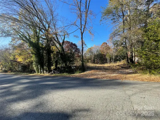 a view of road and trees