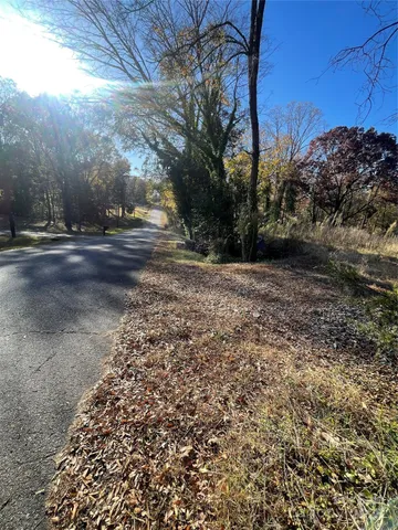 a view of dirt yard with a large tree