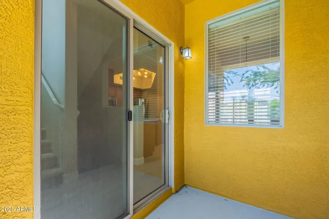 a view of a bathroom with a door
