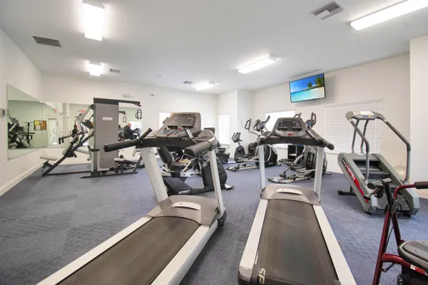 a view of a room with gym equipment