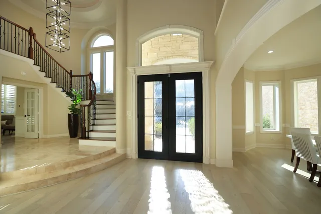 a view of a livingroom with a staircase