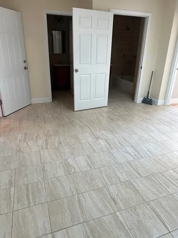 an empty room with closet