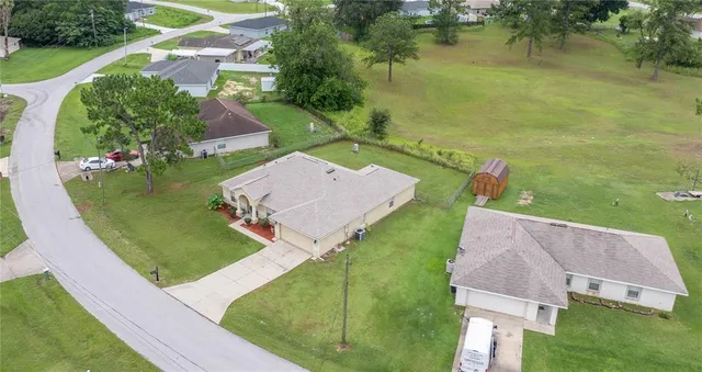 an aerial view of a house