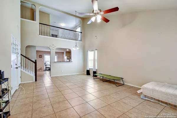 a view of a livingroom with a staircase