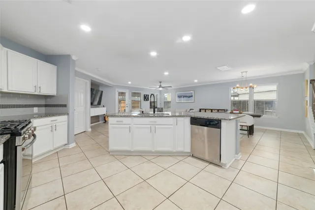 a kitchen with a sink and counter top space