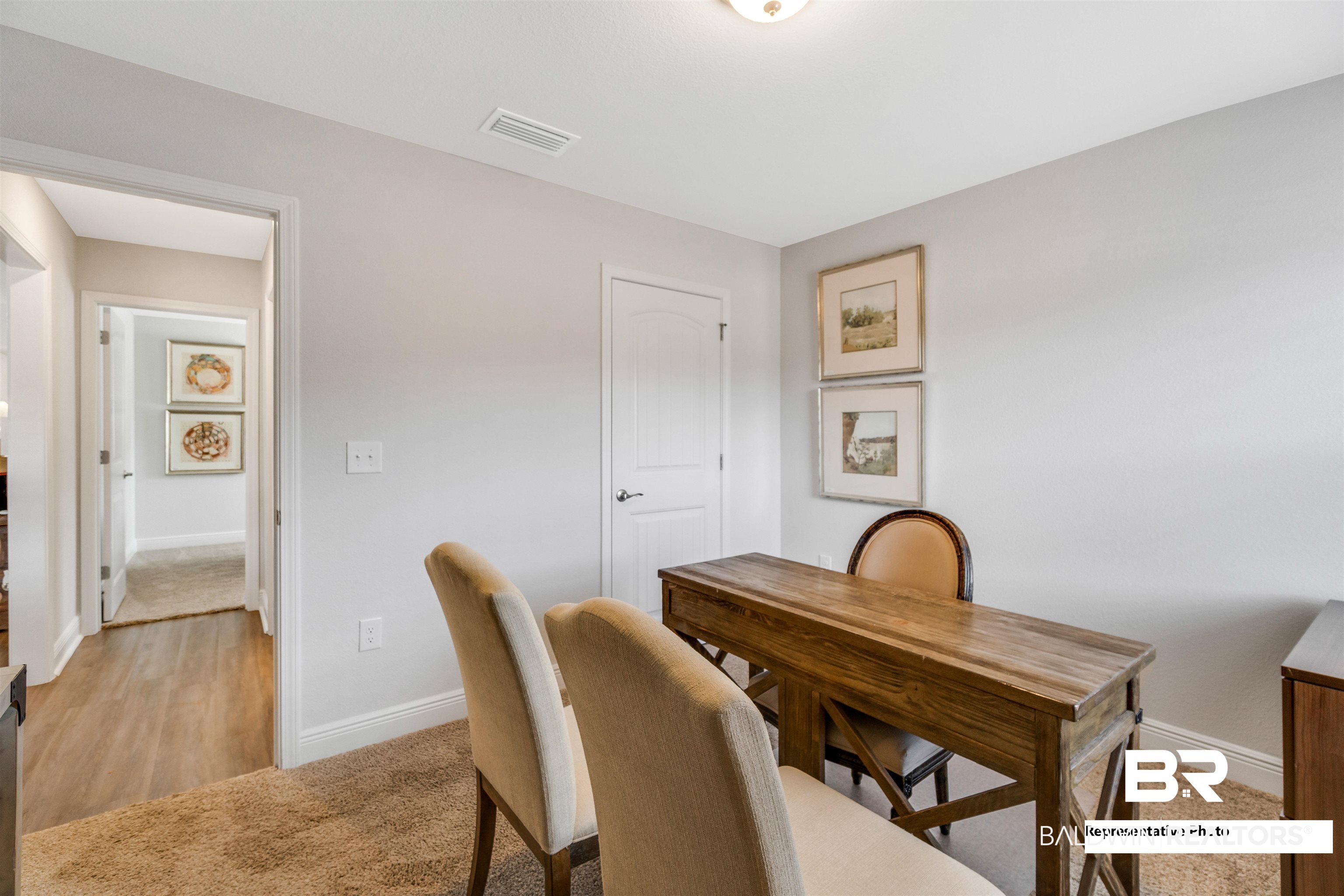 643 Mayflower Drive Foley, AL 36535 - Photo 3 of 34 Office space with visible vents, light carpet, and baseboards